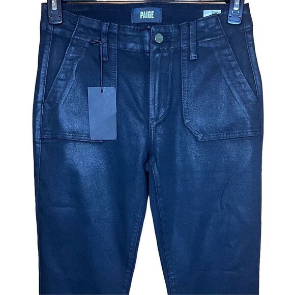 Paige Mayslie Straight Ankle in Black Fog Luxe Coating NWT Size 29 - Picture 6 of 11